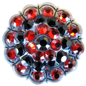 Antique Silver Finish Jet Light Siam Crystal Rhinestone Bling Berry Concho